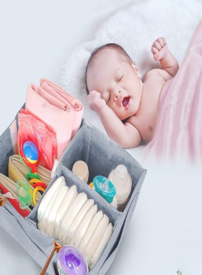 GSTORE IIEFashionable Baby Diaper Handbag - Soft Felt Organizer with Dividers, Multi-Pocket Design - Image 3